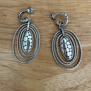 JOHN HARDY AUTHENTIC STERLING SILVER Kali Taman  Zen oval hoop earrings pierced